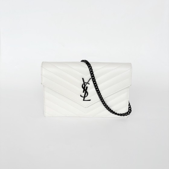 Saint Laurent Monogram Envelope Bag in Quilted Grained Leather